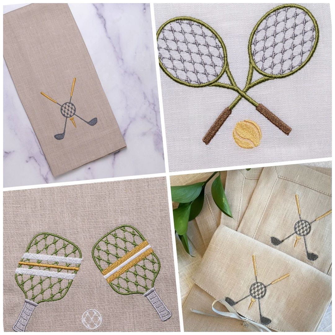 Elegant Embroidered Golf-Tennis-Pickleball towels and napkins