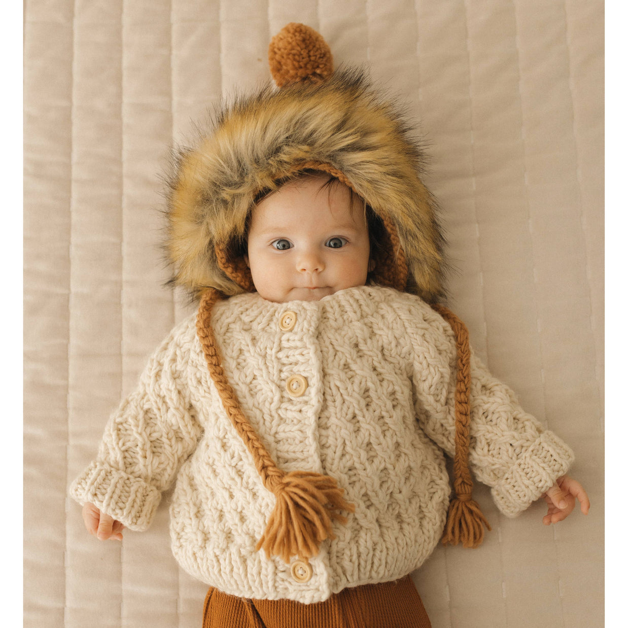 Waffle Cardigan Sweater Natural Baby & Toddler