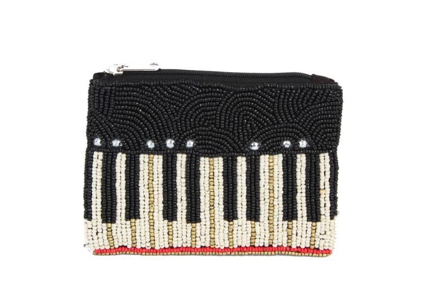 Ladies Beaded Piano Themed Coin Purse