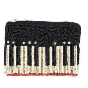 Ladies Beaded Piano Themed Coin Purse