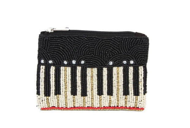 Ladies Beaded Piano Themed Coin Purse