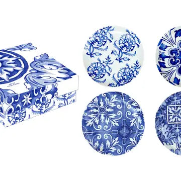 Set of four Azul Blue and White small plates in gift box- Rosanna Designs
