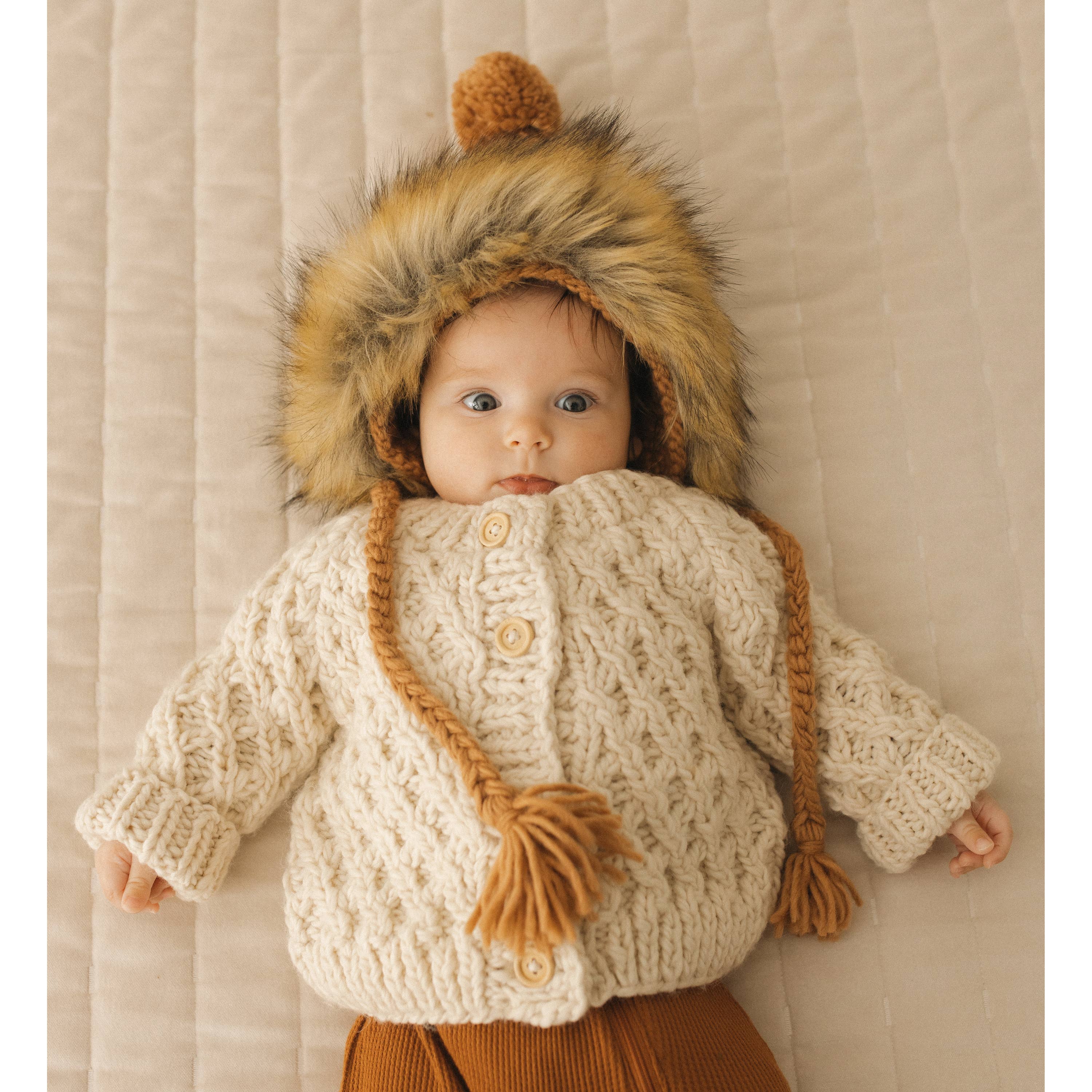 Waffle Cardigan Sweater Natural Baby & Toddler