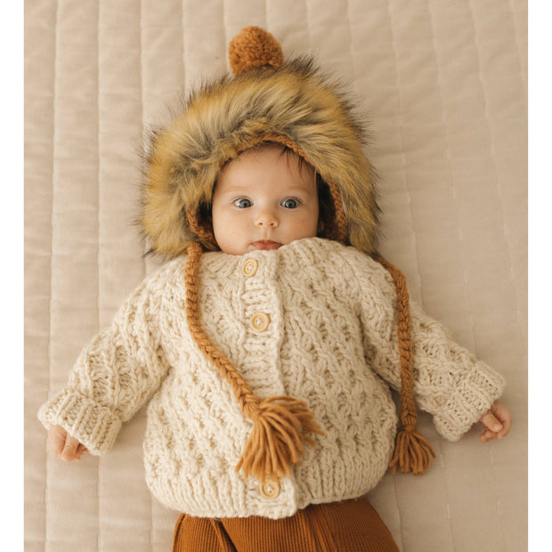 Waffle Cardigan Sweater Natural Baby & Toddler