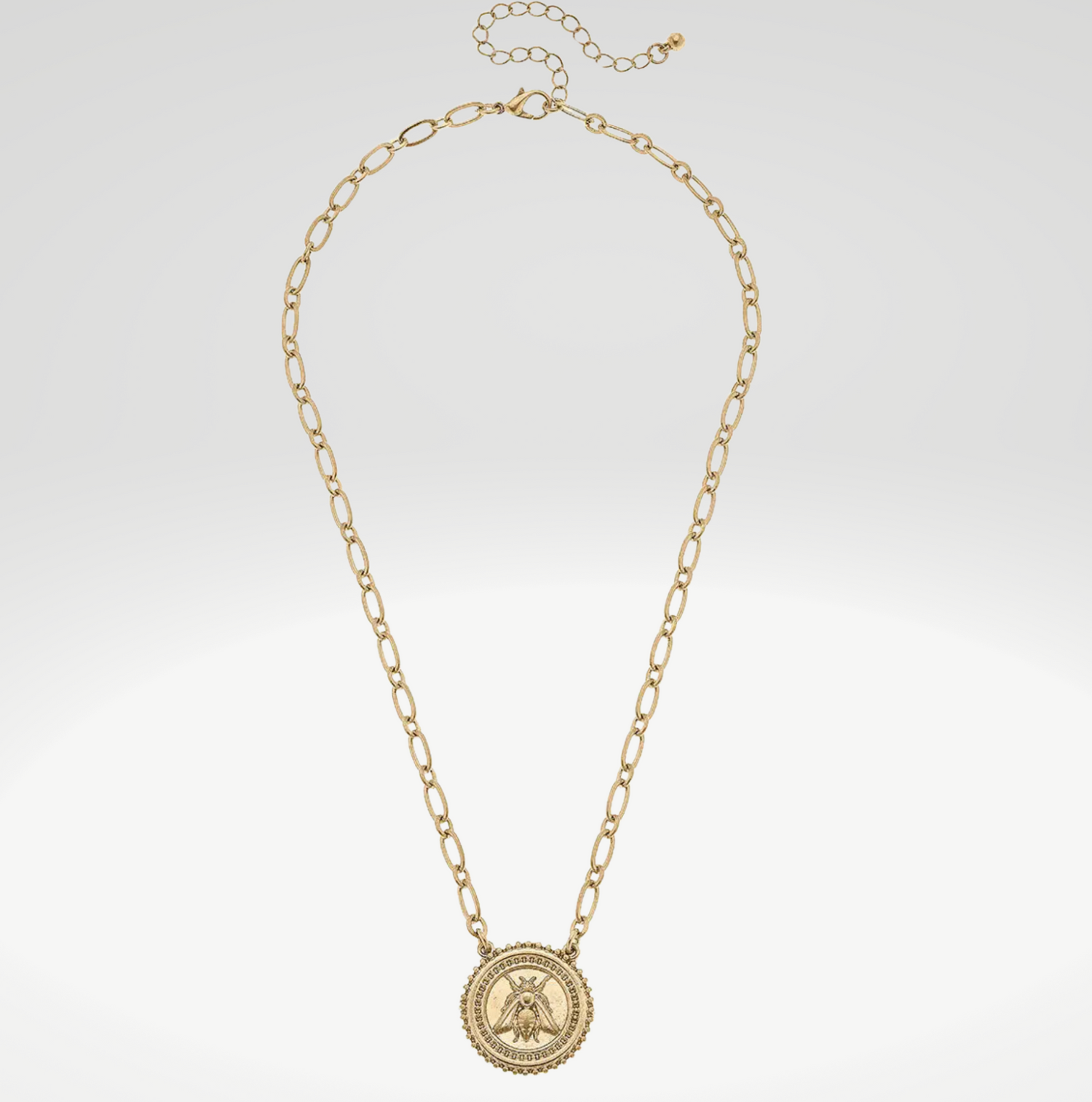 Queen Bee Gold Necklace with paperclip chain
