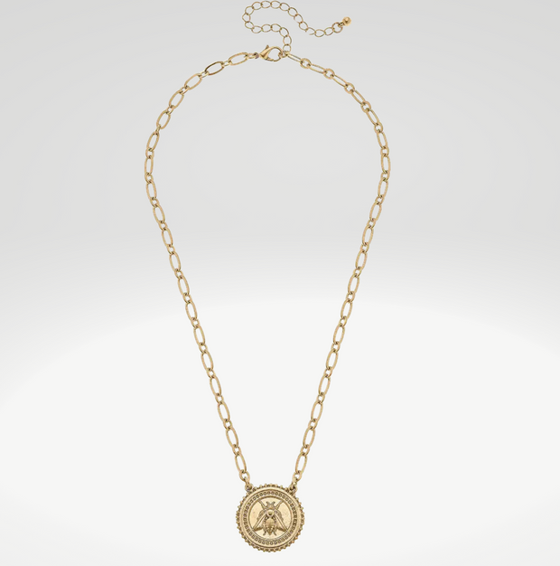 Gold french bee necklace