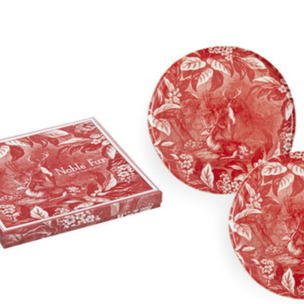 Elegant Red Noble Fir Plates Holiday