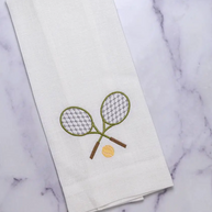 One Pair (2) of Embroidered Tennis Linen Towels