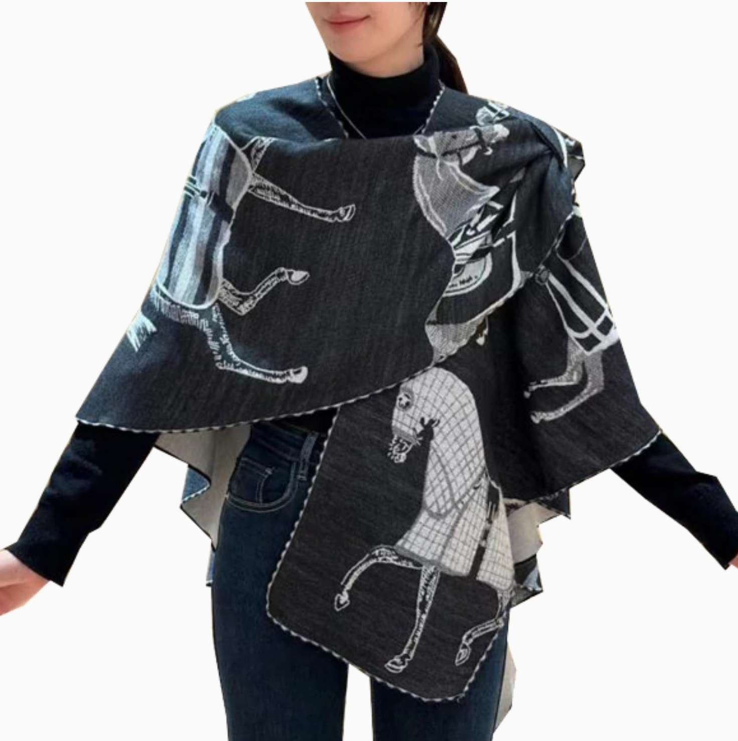 Equestrian Black / White Trotter Reversible Short Loop Wrap