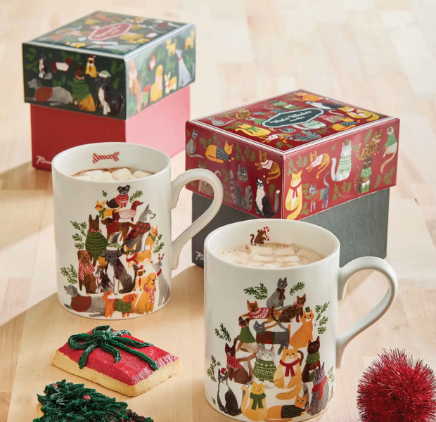 Peppermint Paws- Dogs  and Whiskers-Cats Mug Sets  By Rosanna Designs