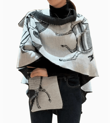 white and black wrap horse