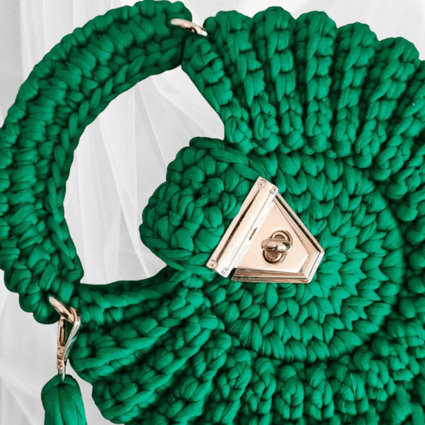 Green round handmade luxury handbag