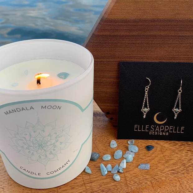 Mandala Moon Candle Co. 10-Ounce Glass Tumbler + Earrings