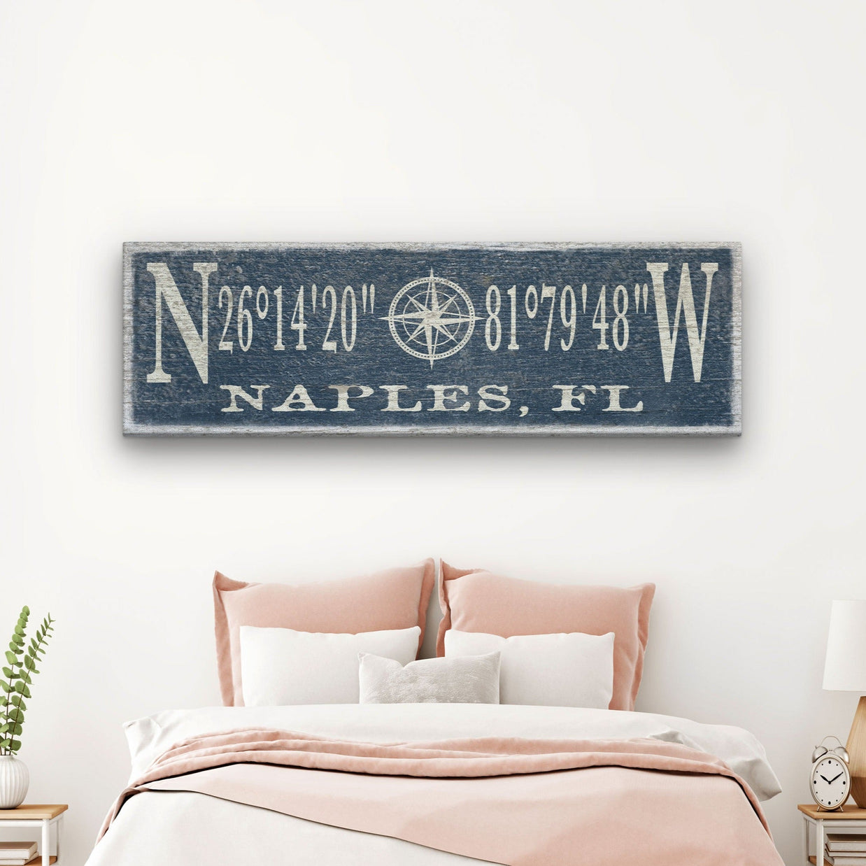 New! Personalized Coordinates Compass Rose Canvas Sign