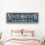 New! Personalized Coordinates Compass Rose Canvas Sign