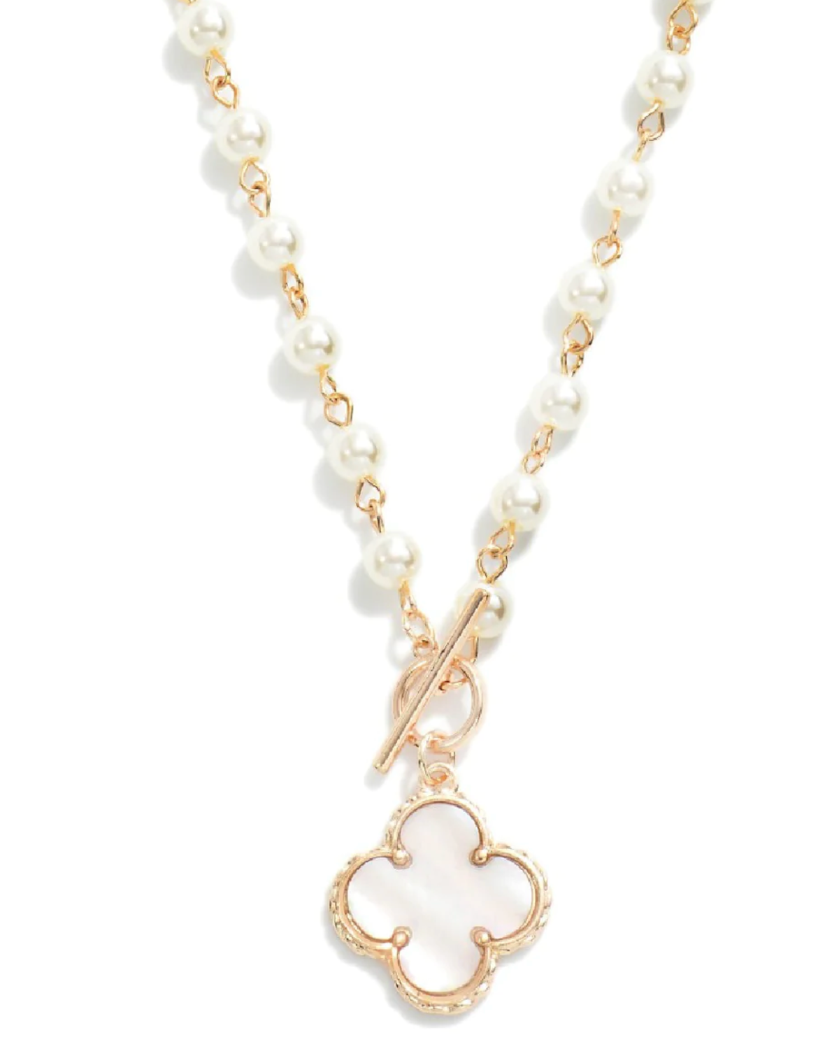 Mother Of Pearl Chain With Delicate Clover Toggle