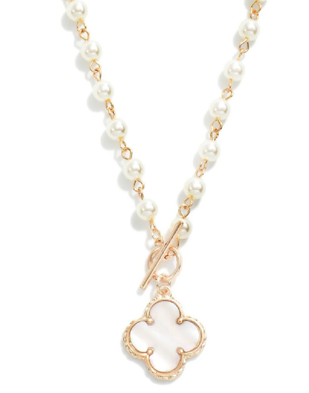 Mother Of Pearl Chain With Delicate Clover Toggle