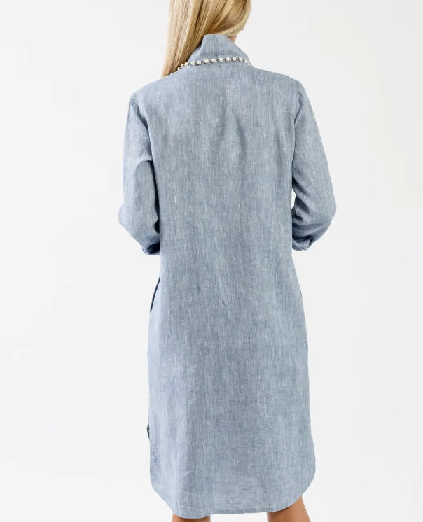 Comfy Chambray Classic Button Down Shirt Dress