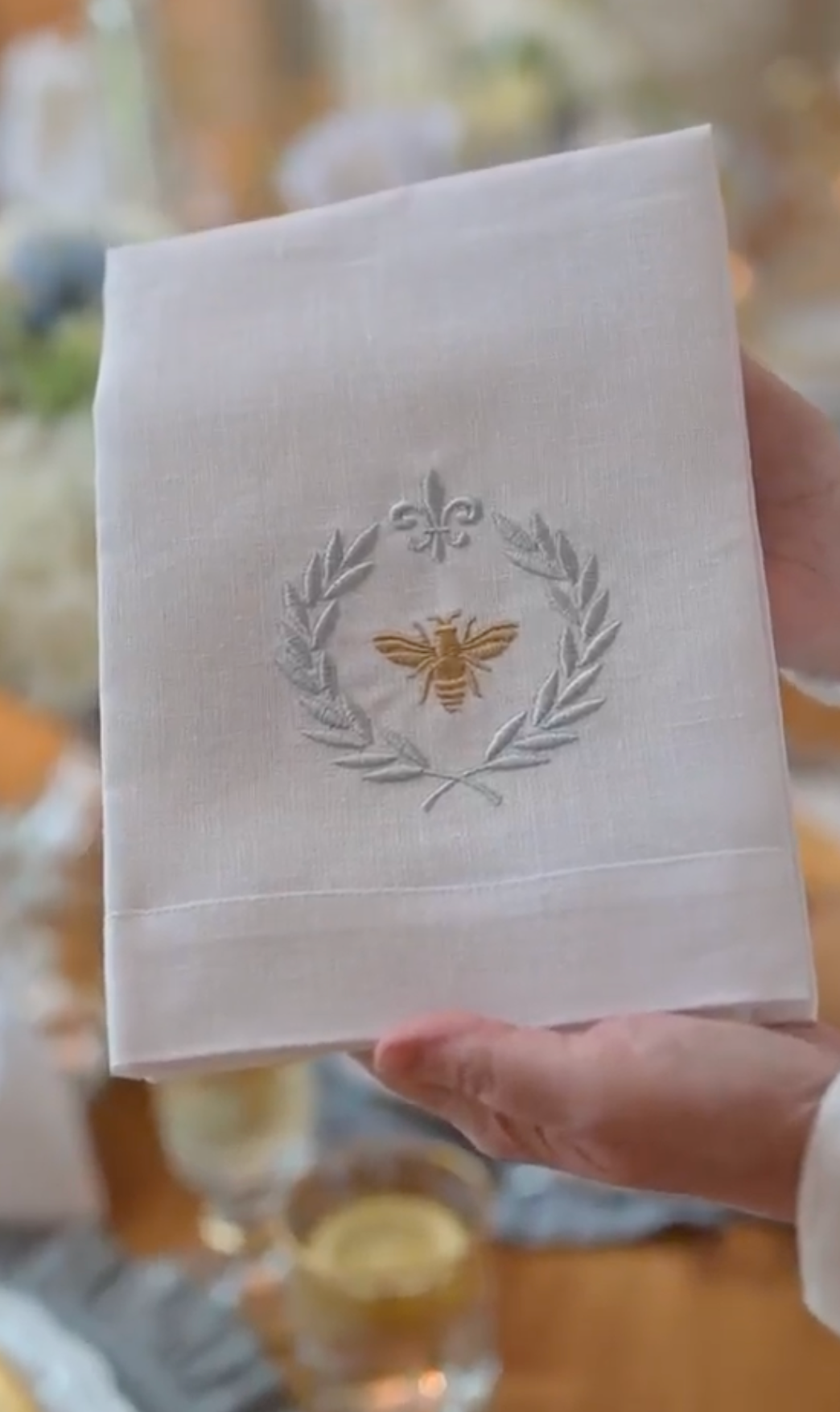 European Embroidered Elegant Bee Napkin