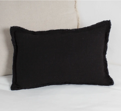 Provence Black Linen Pillow with ruffled Edge