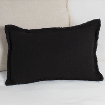 Provence Black Linen Pillow with ruffled Edge