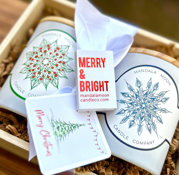 MERRY CHRISTMAS Mandala Moon Candle GIFT SET