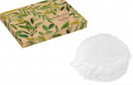 Nature's Table Tray Leaf White 7 x 6 in Gift Box