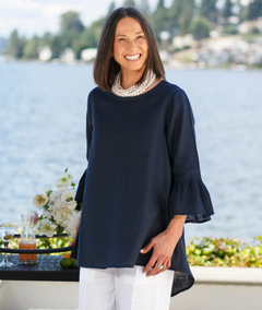 Navy Crown Linen Bella Top 