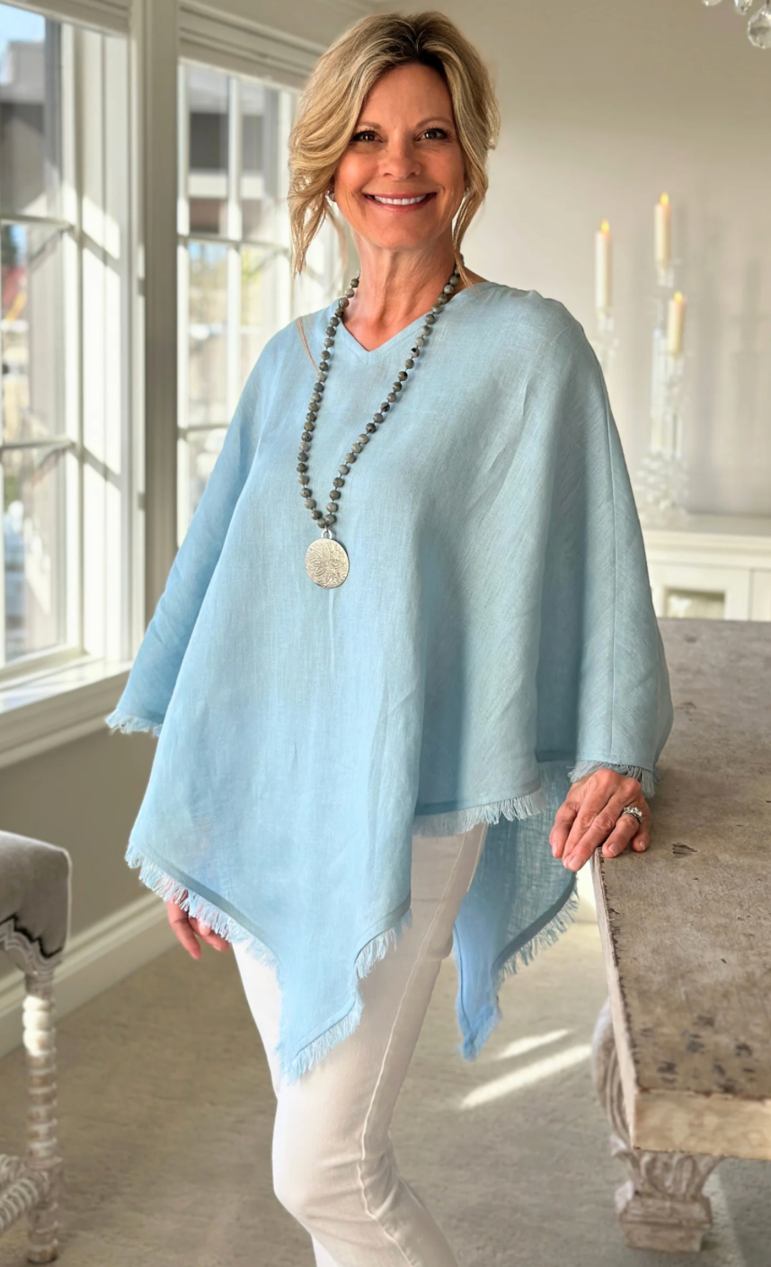 Luxury Rory Linen Poncho