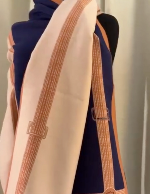 Cashmere feeling wrap with horses
