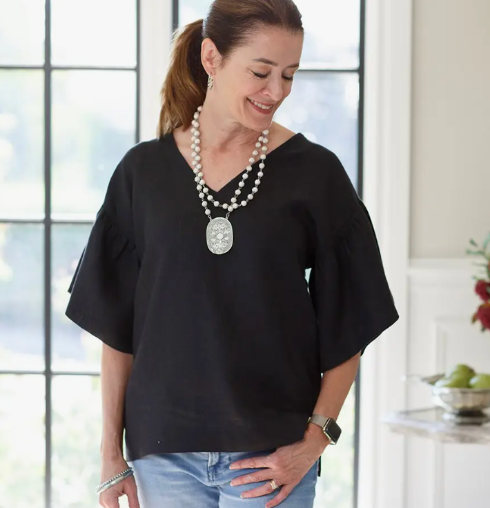 Short Sleeve Linen Top Elegant and high quality 