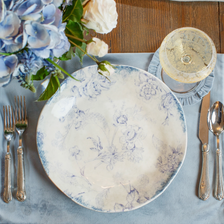 Velvet placemat in french blue- washable velvet