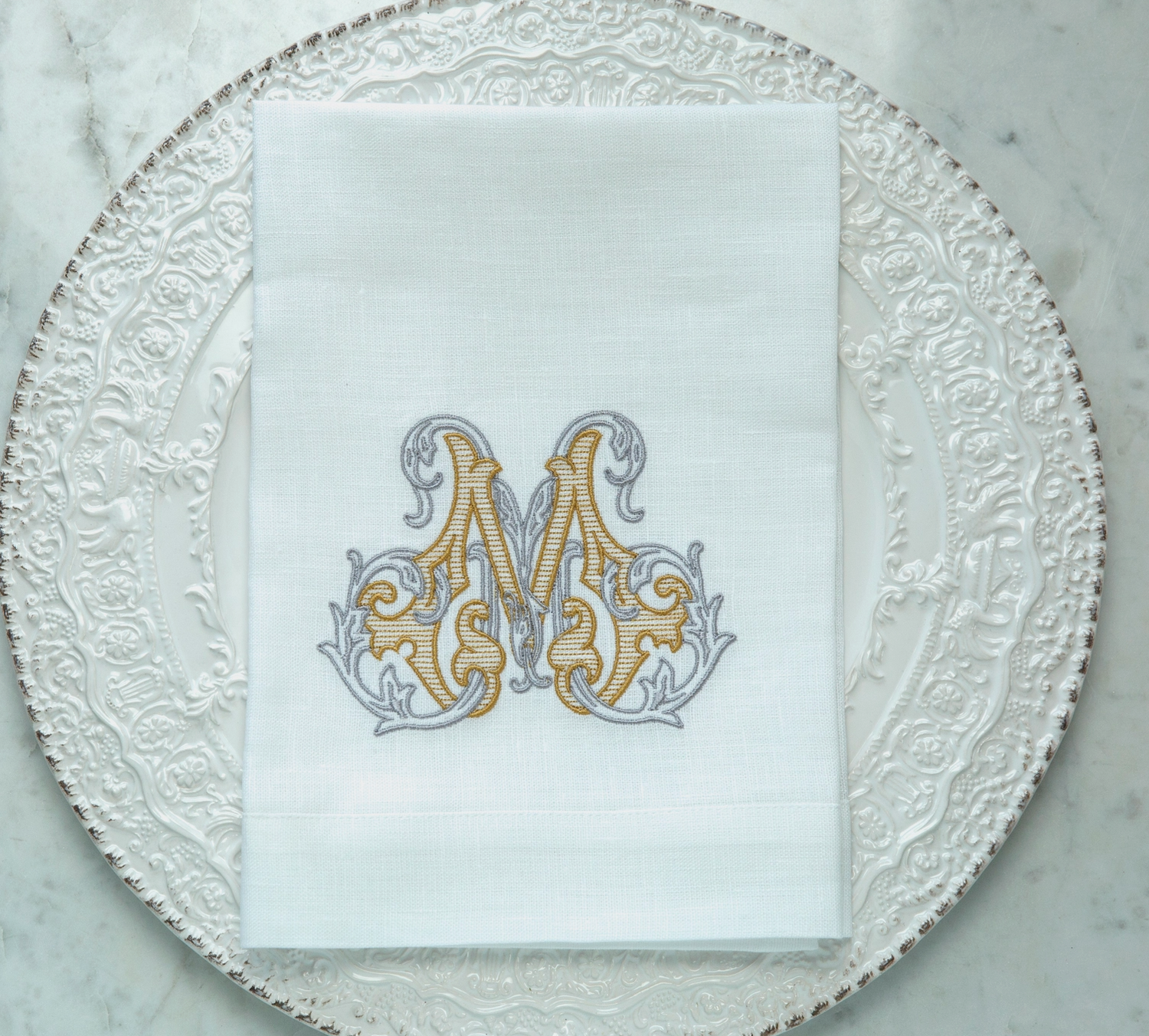 Elegant Monogrammed European Linen Napkin