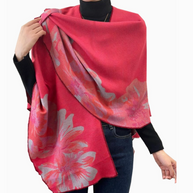 Wrap Pink / Gray Reversible Rose Short–Loop Shawl Collection