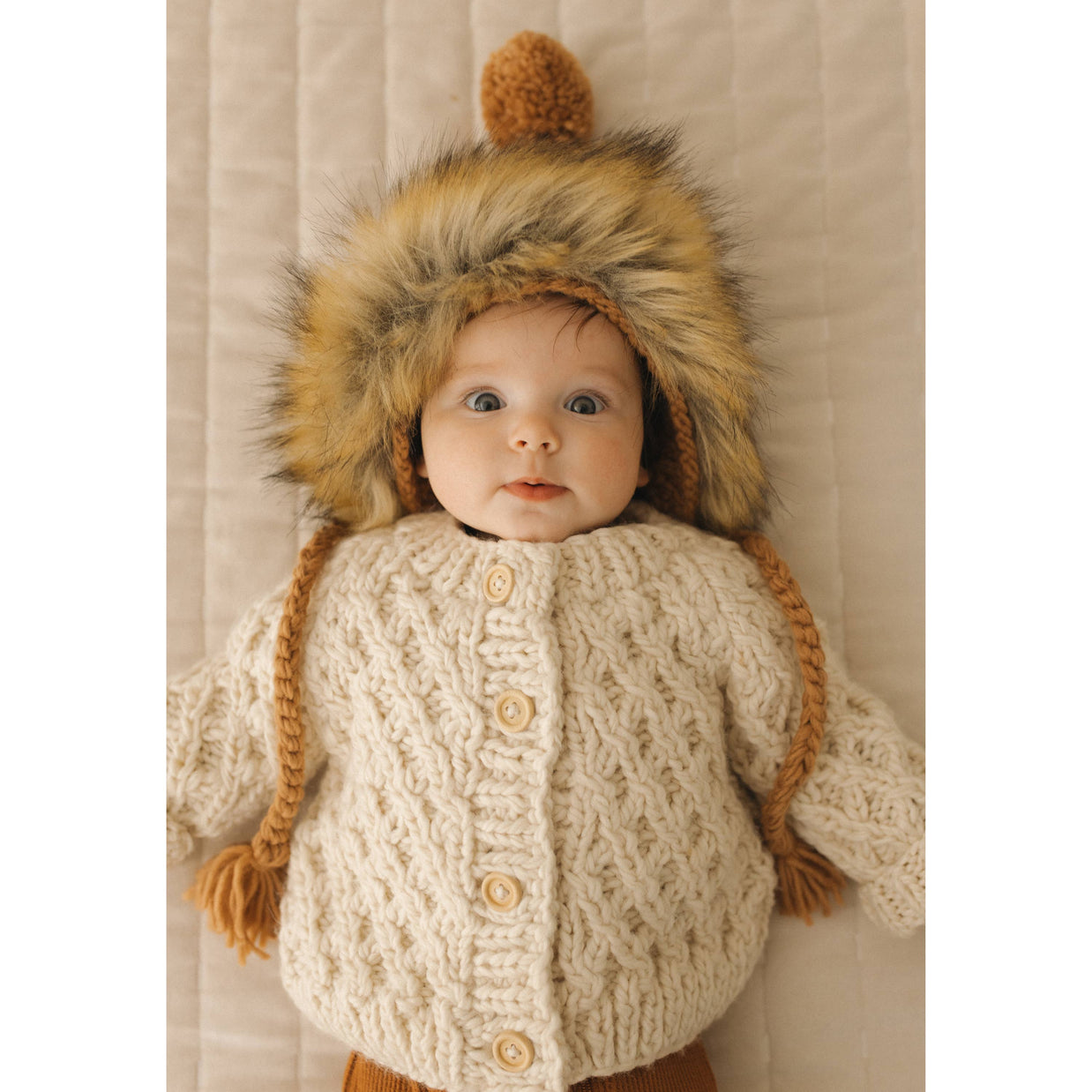 Waffle Cardigan Sweater Natural Baby & Toddler