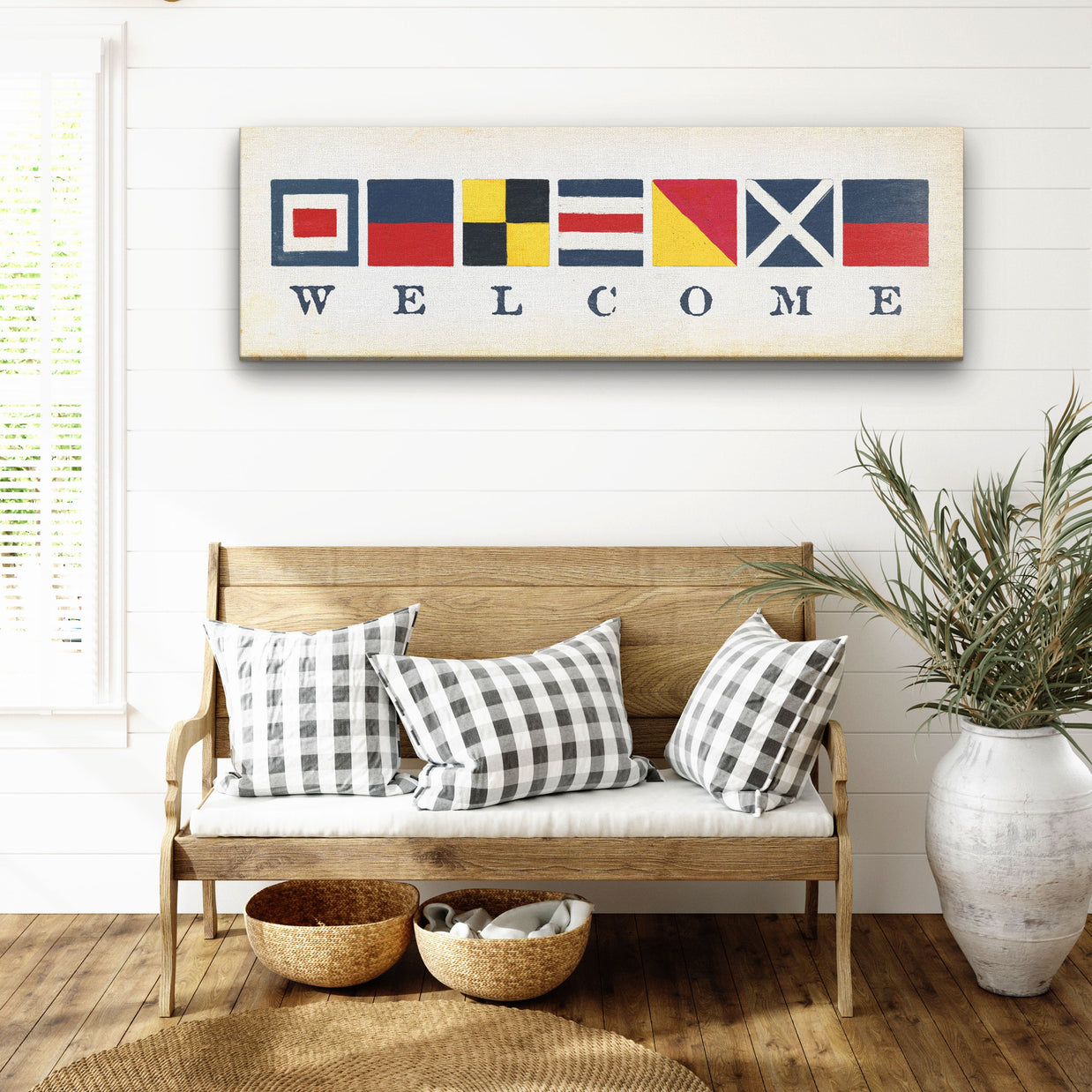 New! Nautical Welcome Flag Sign - Maritime Signal Flags - Coastal Wall Decor