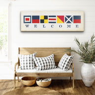 New! Nautical Welcome Flag Sign - Maritime Signal Flags - Coastal Wall Decor