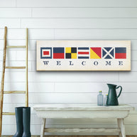 New! Nautical Welcome Flag Sign - Maritime Signal Flags - Coastal Wall Decor