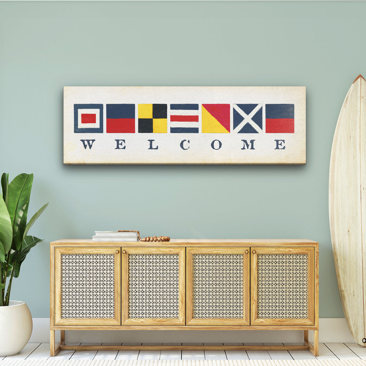 New! Nautical Welcome Flag Sign - Maritime Signal Flags - Coastal Wall Decor