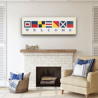 New! Nautical Welcome Flag Sign - Maritime Signal Flags - Coastal Wall Decor