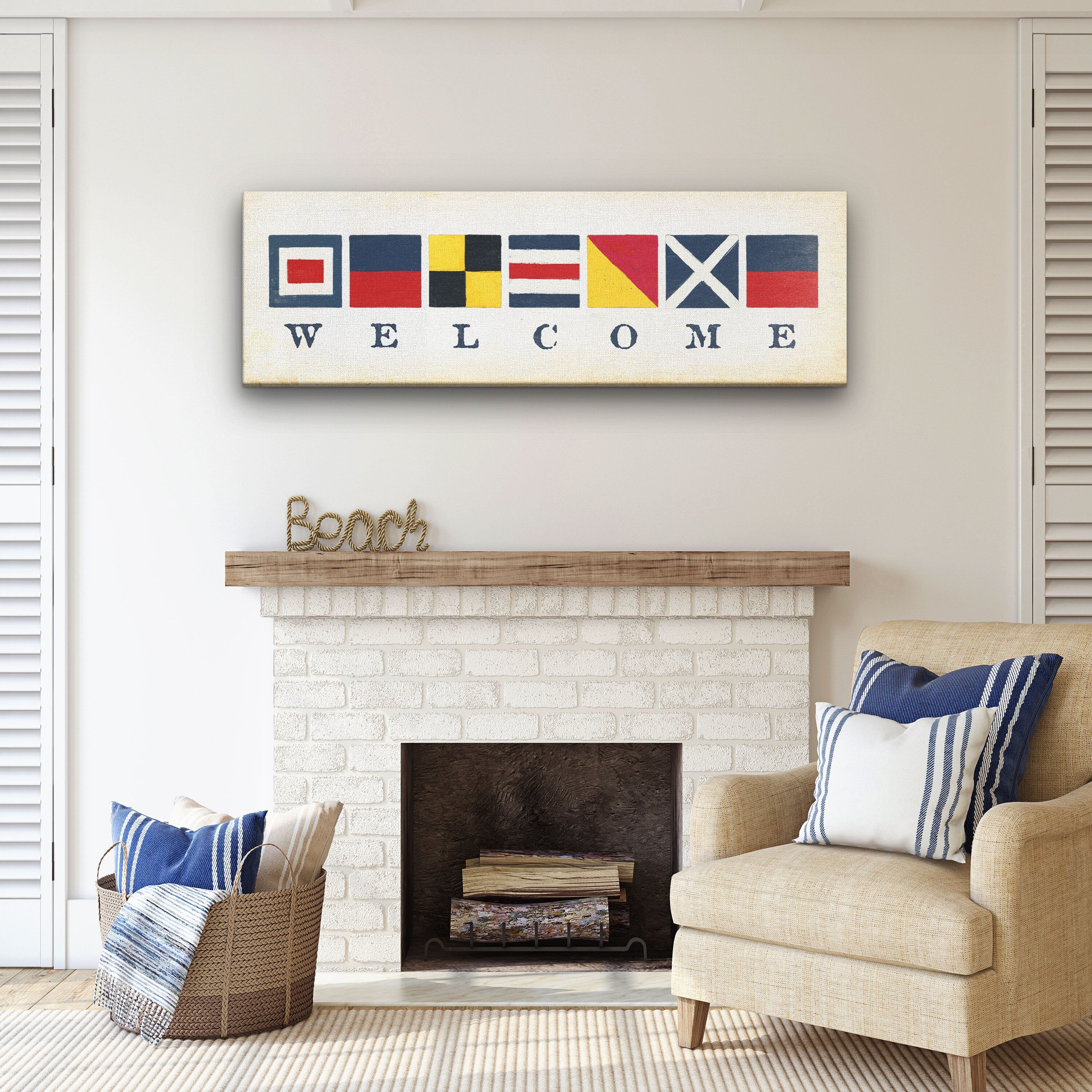 New! Nautical Welcome Flag Sign - Maritime Signal Flags - Coastal Wall Decor