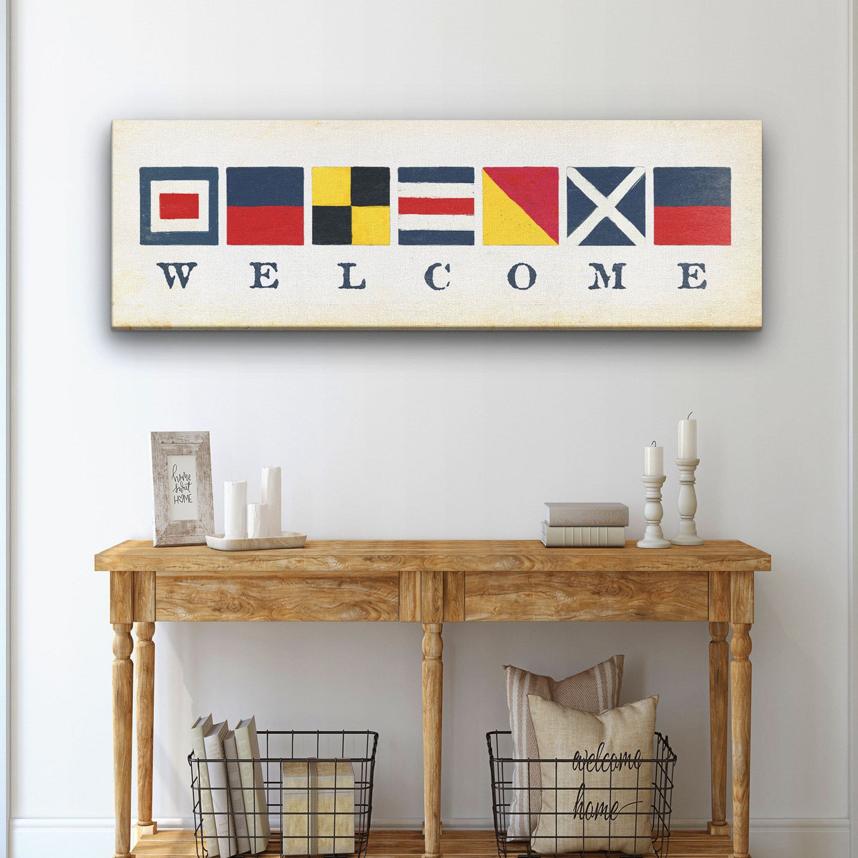 New! Nautical Welcome Flag Sign - Maritime Signal Flags - Coastal Wall Decor