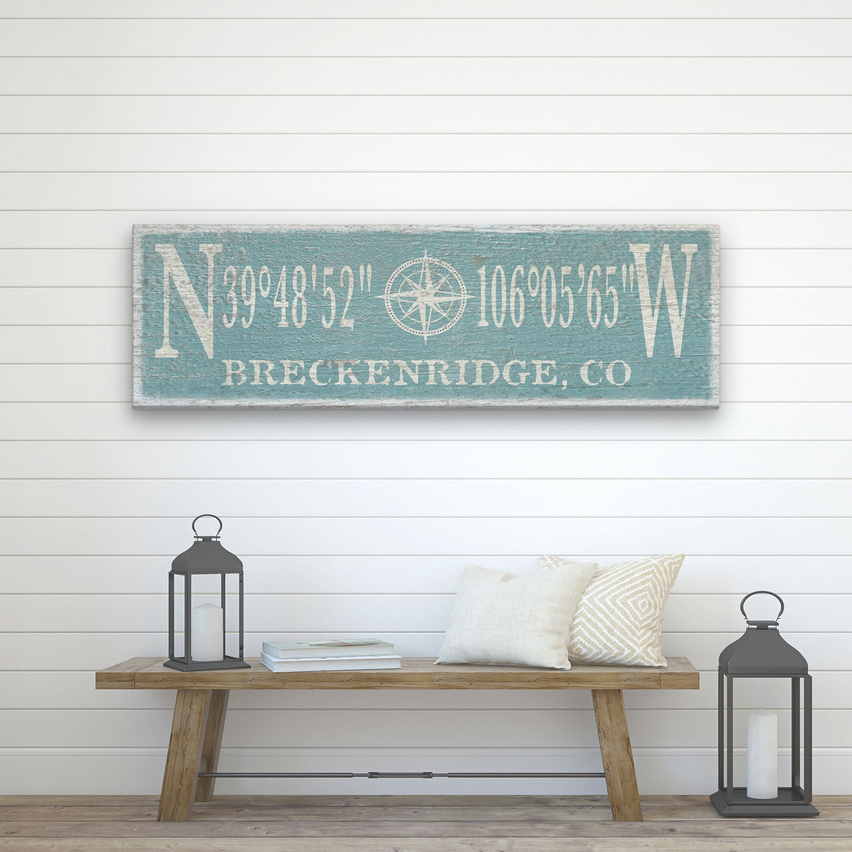 New! Personalized Coordinates Compass Rose Canvas Sign