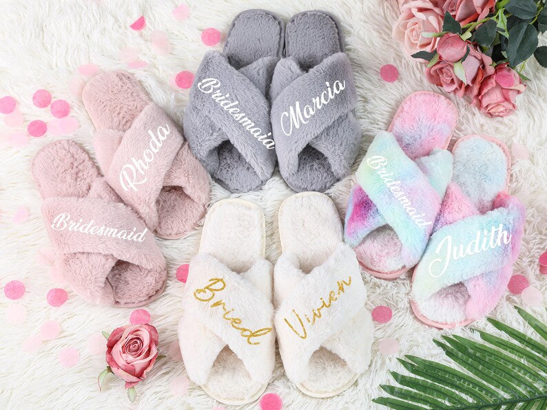 Personalized Custom Slipper For Bridesmaid, Bride, Shower Gift or Party Favor
