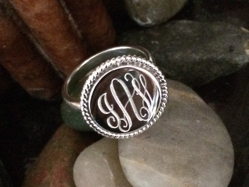 pretty round monogrammed ring