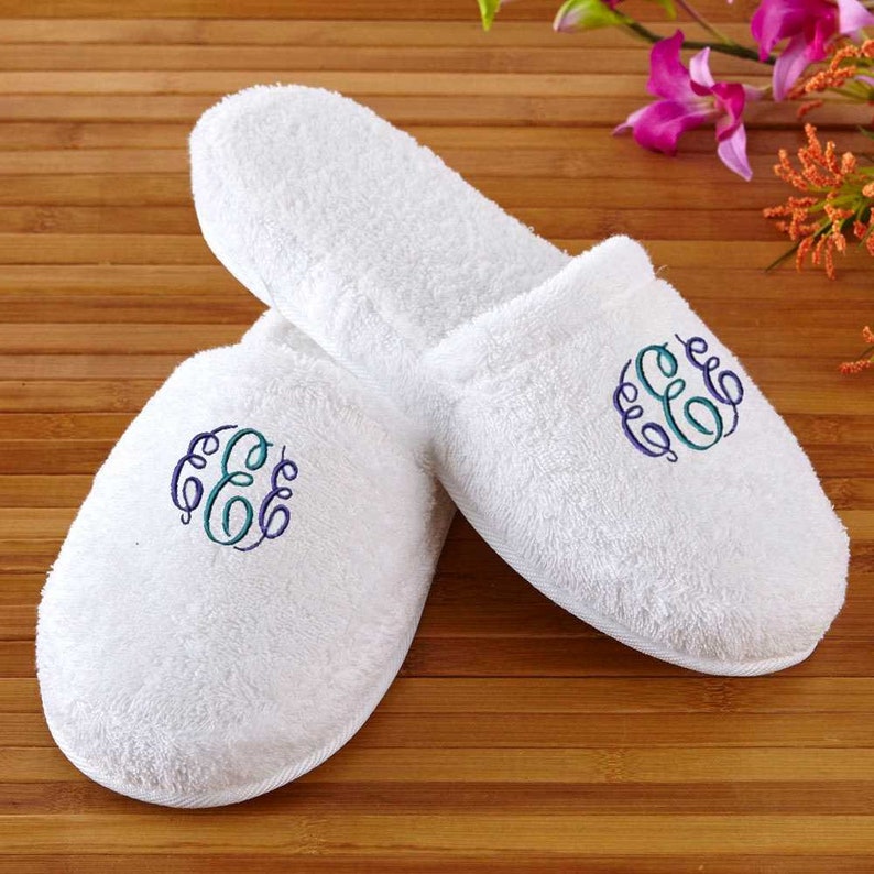 Personalized Turkish Terry Slippers, Spa Soft Plush Comfortable Lounging, 100% Turkish Terry Cotton, Gift for Her and Him