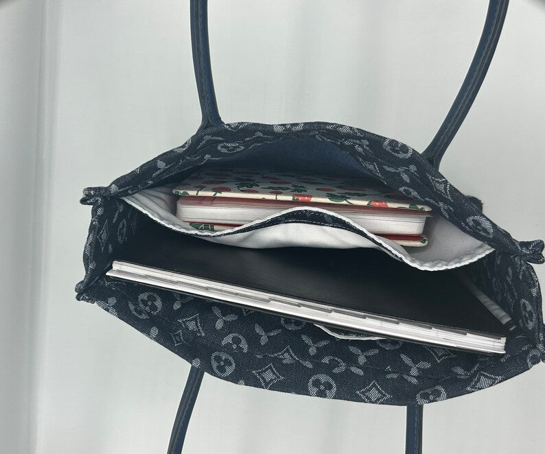Upcycled LV Designer Denim Bag