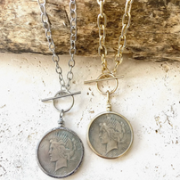 Silver and gold coin necklace