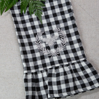 beautiful black and white checked 100% European linen embroidered (with a bee) towel. 