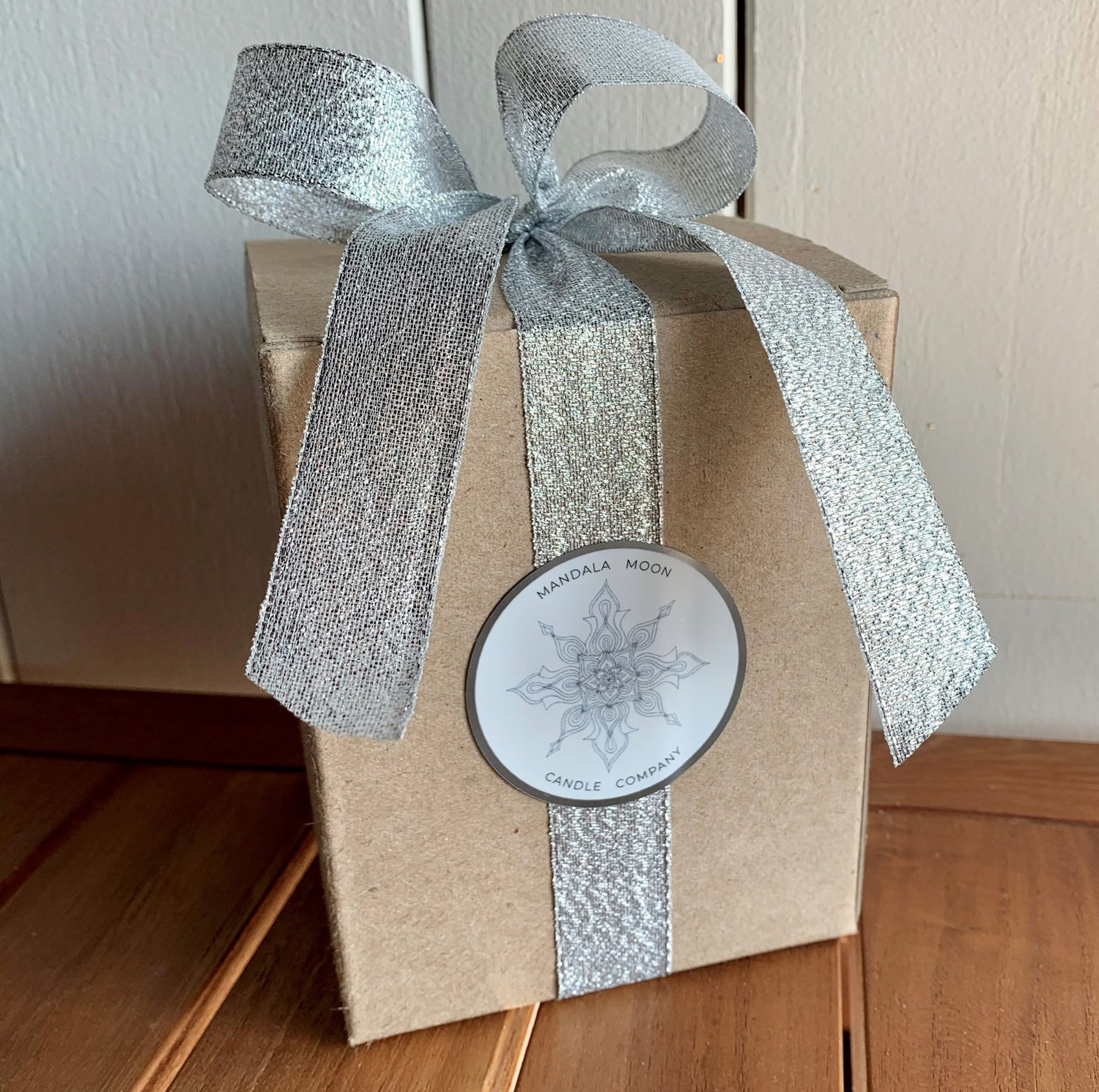 Hand Poured Soy Candle Glisten Candle gift wrapped